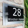 Garden Decorations Customize Modern House Sign Plaque Door Number Street Name Glass Effect Acrylic Doorplate Number 200x140mm 300x140mm 230812