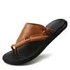 Leather Men Sandals Designer Summer Hook Loop Outside Cow Slippers Soft Soled Male Casual Non Slip 752