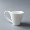 Filiżanki spodki est design 80 ml fali kości China kubka i spodek zbiór wszystkich białych ekskluzywnych kawiarni kawiarni kawiarnia latte cappuccino espresso herbata