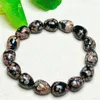 Strand Natural Snowflake Obsidian Teardrop Armband Round Beads Crystal Quartz Healing Women Men smycken gåva 1 st 10x13mm