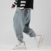 Calça masculina joggers harem jeans homens estilo hip hop estilo azul solto jeans lavado a esgoto ao ar livre streetwear 230812