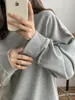 Women's Hoodies Solid Casual Basic Sweatshirt 2023 Classic Crew Neck Loose Terry Sweater Pullovers Tops Teenagers