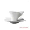 Tasses Saucers Pure White Wave Espresso Mug Suit Simple Ceramic Coffee tasse et soucoupe Set Love Corner Office After