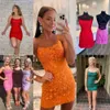 Junior Girl Homecoming Dress 2K24 Kort spetsapplikationer Lady Prom Pageant Formal Cocktail Event Party Runway Black-Tie Gala Wedding Guest Hoco Gown Bridesmaid Orange