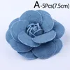 Fleurs décoratives 5pcs Small Camellia DIY Denim Fleur pour le mariage Scrapbooking Scrapbooking Headress