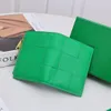 Designer Genuine Leather Coin Purse Luxury Brand Fashion Ladies Wallet Multifunctional Storage Bag Snap Button Zipper Design Hand-Woven 2023 New Parrot Green