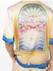 Casablanc 23ss Высококачественные футболки дизайнерская пара гавайская рубашка с коротким рукавом новая модная буква