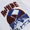 Rhode Rhude23 Wiosna i lato nowy amerykański styl Wind Sunset Sea Sail Letter Printing Men Men's Dowodzen koszulka z krótkim rękawem