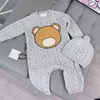 Infant Babies girls boys Winter Knit Bear Rompers Fashion Warm Sweater One piece baby jumpsuits fashion designer crochet hat romper climbing children clothes