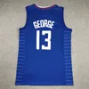 Kawhi Leonard Clipper Basketball Jersey Los Paul George Angeles Blue White Black Size S-XXL