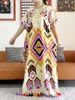 Ethnic Clothing Summer Women Short Sleeve Abaya Loose Dashiki Floral Printing Maxi Dresses Elegant Ladies Cotton Enbroidery Party Dress