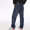 Мужские джинсы с высокой талией с высокой растяжкой темно-синей большие большие трусики плюс для мужчин 52-58 # Негабаритные толстые брюки