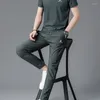 Contulaires masculins 2023 Linghao Vêtements Summer Fashion Casual Sports Définit deux pièces pour le milieu et les jeunes hommes
