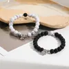 Strand 2Pcs/Set Magnet Couple Bracelets For Women Men Romantic Heart Matching Lovers Natural Stone Beads Yoga Bracelet Valentine Gift