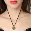 Hanger kettingen groene meteoriet sieraden retro stijl ketting natuurlijk kristalsteen paar cadeau mooie creatieve minnaars