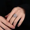 Liefdevormige roze diamanten ijsbloem geslepen ring met een hoog koolstofgehalte S925 sterling zilveren ring, hoogwaardige huwelijkssieraden, zilveren sieraden