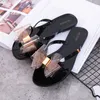 2023 summer female Korean version outdoor slipper bow flip-flops wear flat drag thick soled slippers X0523