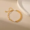 Strand CCGOOD Freshwater Pearls Bracelet para mulheres ouvidas de papel de trigo Design de clipe de ouro Batilhado 18 K Pulseras de jóias de alta qualidade Mujer