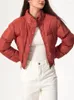 Trench de trincheira feminina Autumn Winter Women Fashion Stand Collar Zipper curto coelho de algodão Lady Casual Light Fin Solid Color Jacket