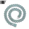 15 mm Rhombus -Prong Cuban Link -Kette aus blauem Strasssteinen Bling Rapper Halsketten Armbänder für Männer Frauen Choker Schmuck Schmuck