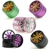 Tobacco Herbal Grinder Four Layers Aluminium Alloy Diameter 63mm 5 Colors With Clear Top Window Lighting Sharptooth Herb Miller Nice Quality