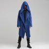 남자 트렌치 코트 가을 솔리드 망토 가디건 긴 후드 가드 코트 2023 소매 수컷 의류 패션 스트리트웨어 고딕