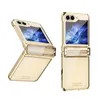 Luxury Plating Transparent Vogue Phone Case för Samsung Galaxy Folding Z Flip3 Flip4 Flip5 5G Fullt skyddande elektroplatta Klar vikskal med gångjärnsskydd