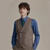 Men's Vests 23 Years Vest Wool Herringbone Pattern Slim Fashion Business Casual Double-breasted Lapel Suit Jacket