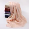 Katoen moslim sjaal vrouwen strass pearl headscarf solide kleur 175*70 cm foulard vrouwelijk handgemaakte diy hijab