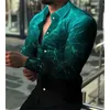 Camisas de vestido masculinas 2023 moda baile de moda diamante estrelado designer de luxo cardigã de lapela de lapela de lapela de camisa casual Spring outono