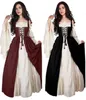 أزياء الهالوين النساء اللباس ثياب تأثيري الأزياء في العصور الوسطى رداء رداء النساء عصر النهضة الأميرة كوين زي المخملية خادمة