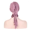 Etnische kleding strand buiten honkbal hoeden moslimvrouwen hijab tulband petten zomer vrouwelijk vaste kleur headwraps bonnetten haarverlies beanies