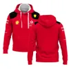 Herrtröjor tröjor 2023f1 Team Charles Leclerc Men's Zipper Hoodie F1 Racing Team Women's Pullover Spring and Autumn Street Sweatshirt