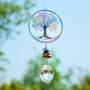 Garden Decorations H D Chakra Tree of Life Suncatcher Handgjorda Crystal Mandala Prismdekor Fönsterbil Väggkonst hängande prydnad för hemmakontor 230812