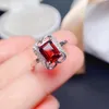 Clusterringen FS Natural Garnet Square Ring S925 Sterling Silver Fine Flay Charm Dames Weddings sieraden Meibapj Style