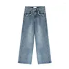 Jeans masculinos Men vintage fazem calças de jeans de perna larga velhas masculino calças casuais soltas de rua de rua alta