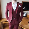 Męskie garnitury 2023 (Blazer Vest Pants) English Gentleman North Model klasyczny włoski styl biznesowy