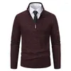 Herentruien 2024Autumn en winter Solid Color Half Zipper Fashion Cardigan Sweater Sweater Knitjas grote mannen