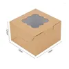 Gift Wrap 5/10pcs White Kraft Paper Cake Box With Clear Plastic Window Wedding Birthday Biscuit Baking Packaging