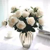 Dekorativa blommor 44 cm Artificial 10 Head Rose Bouquet Flower Arrangement Bröllopsdekoration Dry Hand Hold