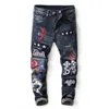 Herren Jeans Herren Patchwork-Jeans ausgewaschenen Stickereien Patchwork Slim Small Little Bein Jeans Mode Persönlichkeit Jugend Jeans 230812