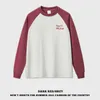 Herfst/winter Amerikaans paar Raglan Raglan Long Sleeve T-shirt Contrast Borduurwerkmodemerk Losse T-shirt Round Neck met lange mouwen