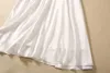 2023 White Print Panelled Satin Dress Short Sleeve Stand Collar Buttons Long Maxi Casual Dresses S3G120809