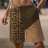 Mäns shorts Svett strand Terry dragstring elastisk midja 3d tryck färgblock grafiska tryck geometri bomullsblandning