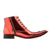 British Style Performance Party Shoes Fashion Rivet apontou o Oxfords Boots Original Patent Leather Men Derby Boots