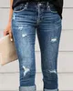 Women's Jeans Women 2023 Summer Fashion Low Waist Ripped Cutout Casual Pocket Design Plain Skinny Daily Capris Vintage Streetwear