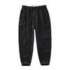 Men's Pants Summer Thin Japanese Vintage Linen Loose Straight Drawstring Elastic Waist Small Feet Casual