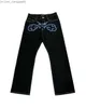 Men's Pants Street clothing Harajuku Gothic pocket denim black pants men's 2023 new street fashion punk hip-hop loose wide leg Trousers Z230815