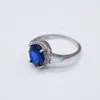 2023 European and American Retro S925 Sterling Silver Platinum Mandkerchief Sapphire Ovale Bijoux Polydrole Women's Ring