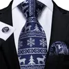 Bow Ties Christmas Tie Candy Cane Röd Vit randig snöflinga Blue Neck Set Pocket Square Cufflinks män Tillbehör gåva för